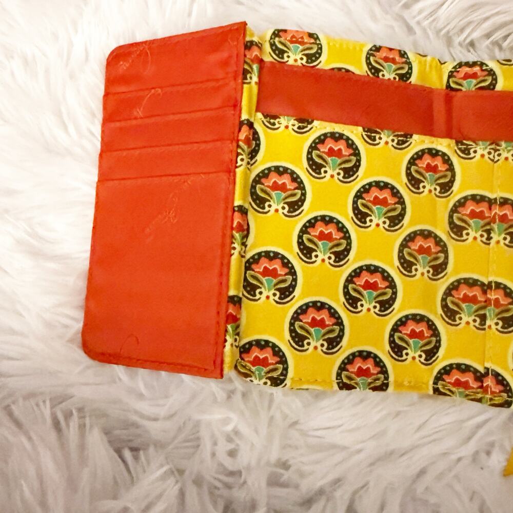 VERA BRADLEY | Provencal Euro Wallet Yellow Teal Red Multi Paisley Tri-fold - Picture 5 of 10